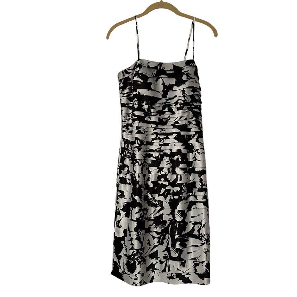 White House Black Market Black & White Layered Dress Women’s Size 4 Elegant Mini